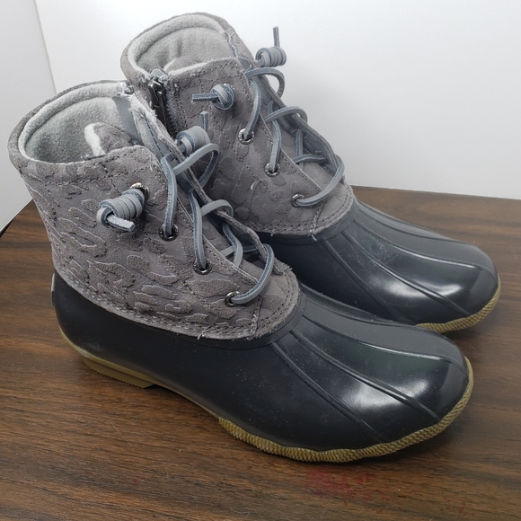 Sperry Saltwater Cheetah Gray Women's Duck Boots Size 7.5 - Picture 6 of 12